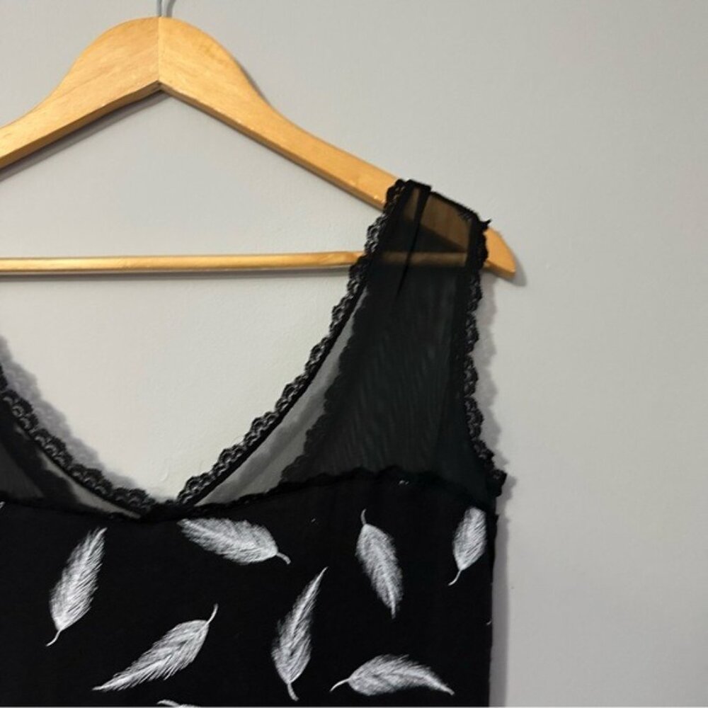 Effie’s Heart Baby Doll Dress Black Feather Print Mesh Y2K Indie Size Medium - Picture 7 of 13